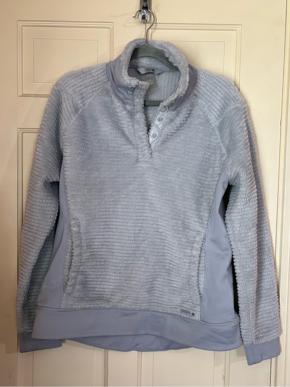 Mountain Hardwear Polartec Fleece Pullover Womens Large Gray 1/4 Snap Jacket